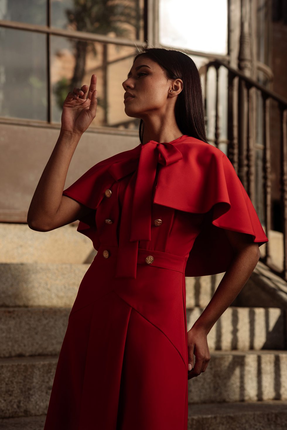 Fotografía de moda sesión Belinda Wings vestido rojo